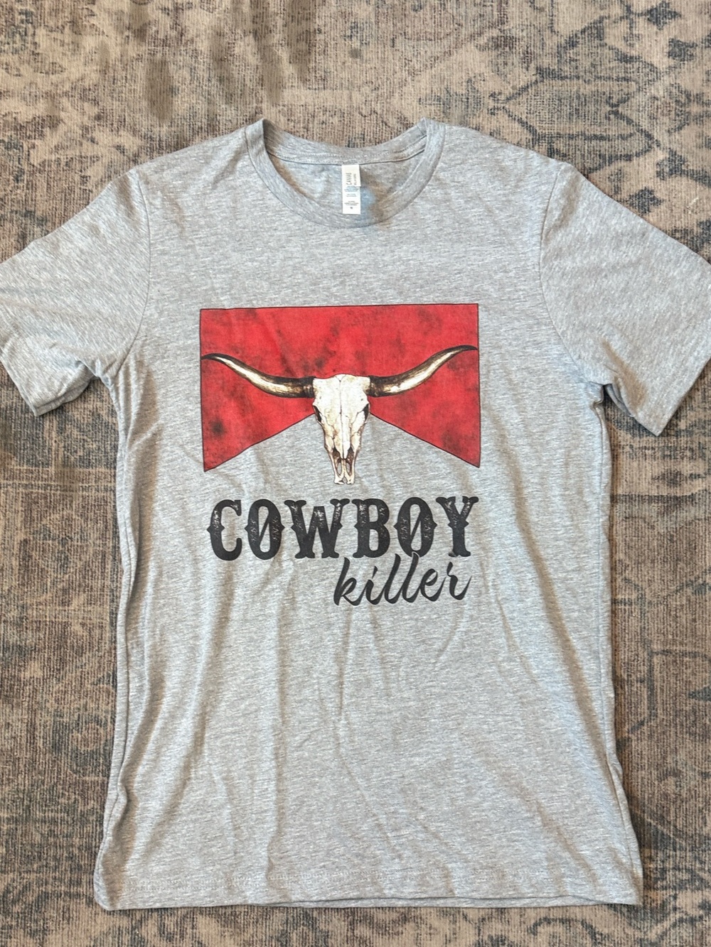 Cowboy Killer Graphic Tee - Gray with Red Accent
